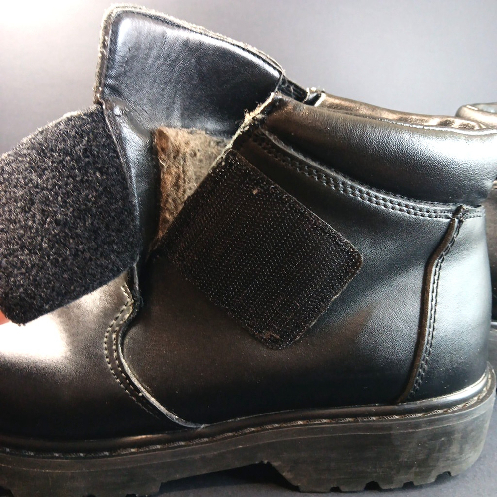 Size 11 Leather Denver Hays Slip On Hook And Loop Mens Combat Boots Shoes - Picture 10 of 10